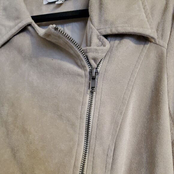 Cupcakes And Cashmere Beige Faux Suede Motorcycle Jacket Coat Size Small - Picture 4 of 7